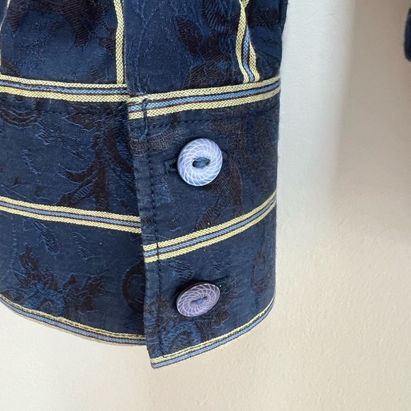 Robert Graham Knowledge Wisdom Truth Mens Button Down Navy Stripe, size XL - Picture 5 of 7